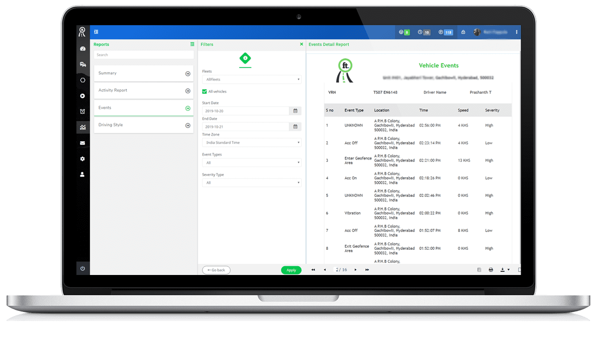 fleetly Continuous monitoring and evidence